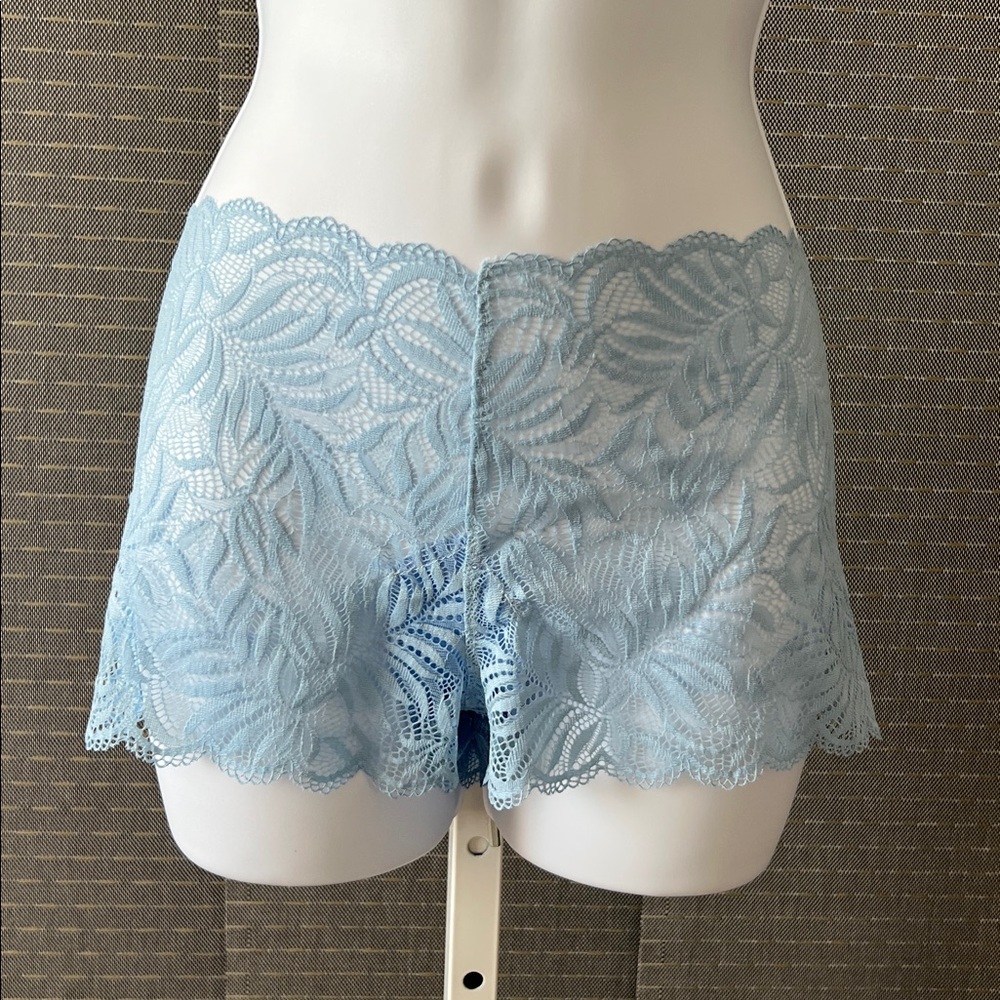 PINK Victoria's Secret Lace Boy Shorts - Light Blue